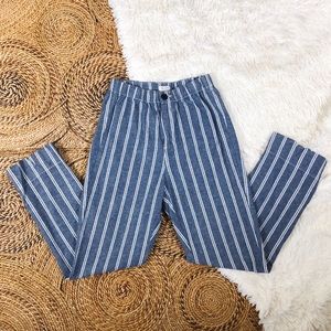 john galt brandy melville tilden high rise pants striped ankle capri cro…